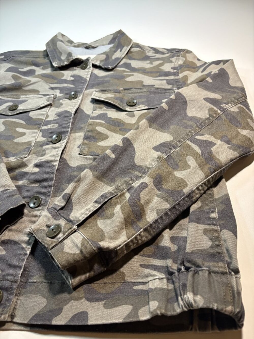 Sky and Sparrow Camo Utility Jacket Womens Medium Button Front Stretch - Picture 2 of 7